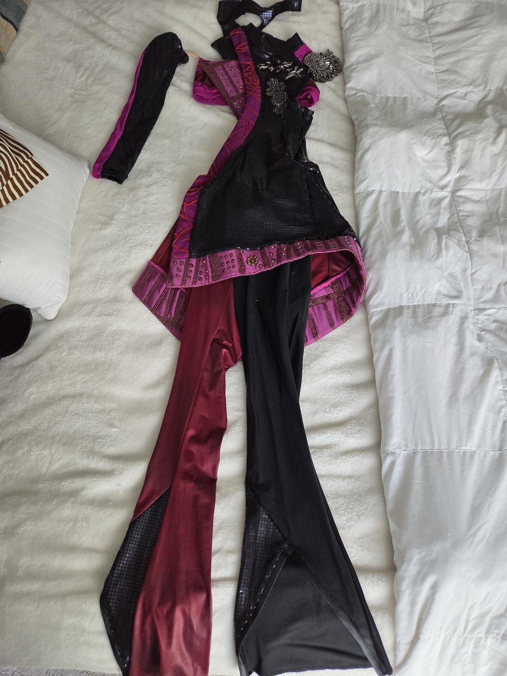 Kids Dance Costume - Black and Magenta Two-Tone Performance Outfit